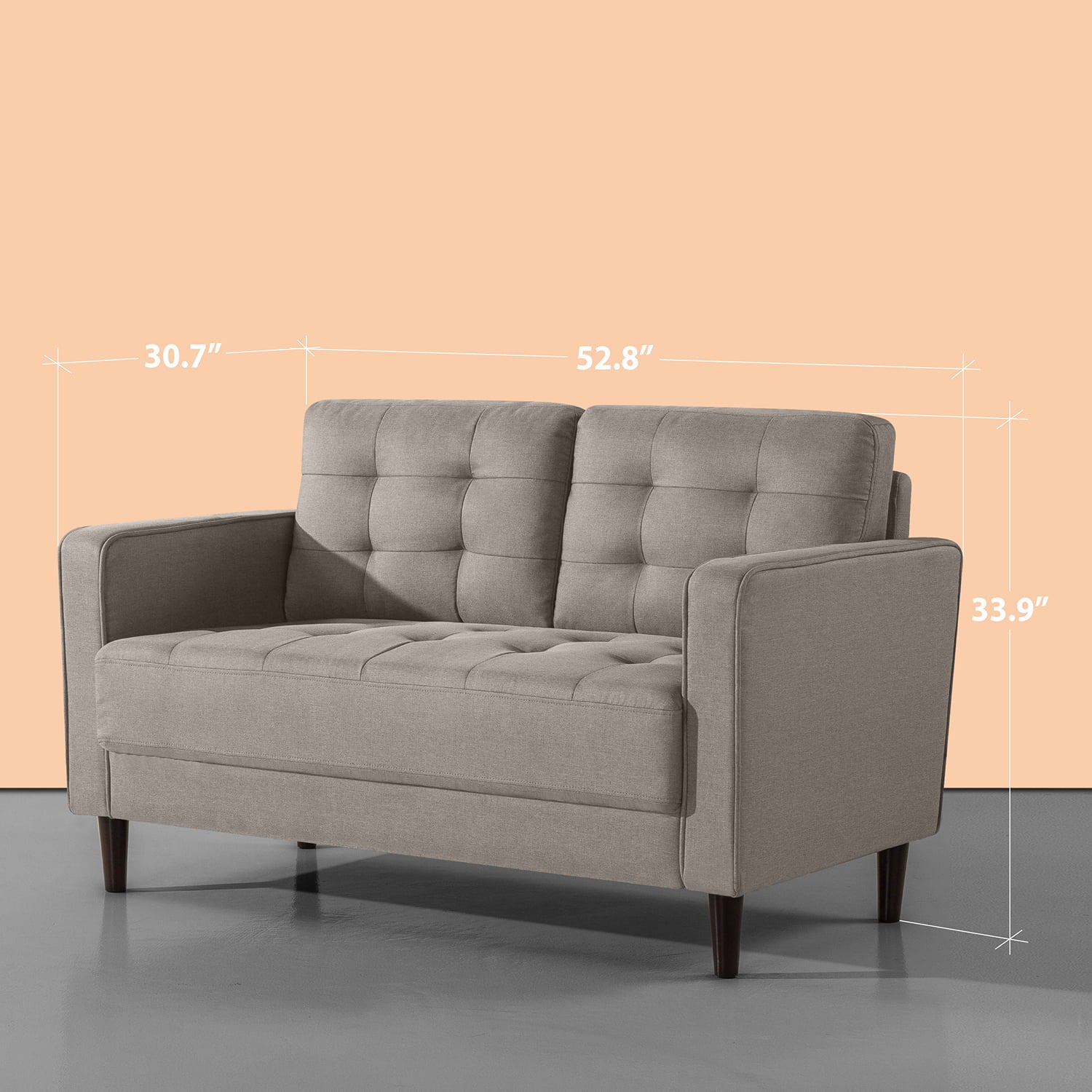 Zinus Benton Loveseat, Stone Grey