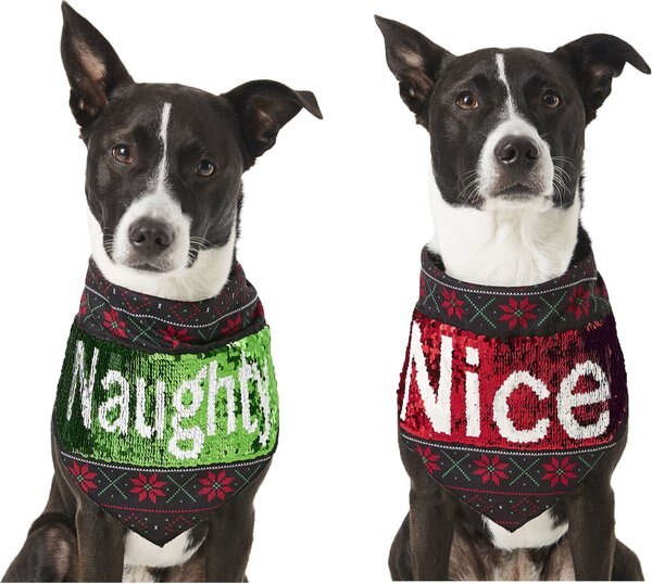 Frisco Flip Sequin Naughty/Nice Dog and Cat Bandana