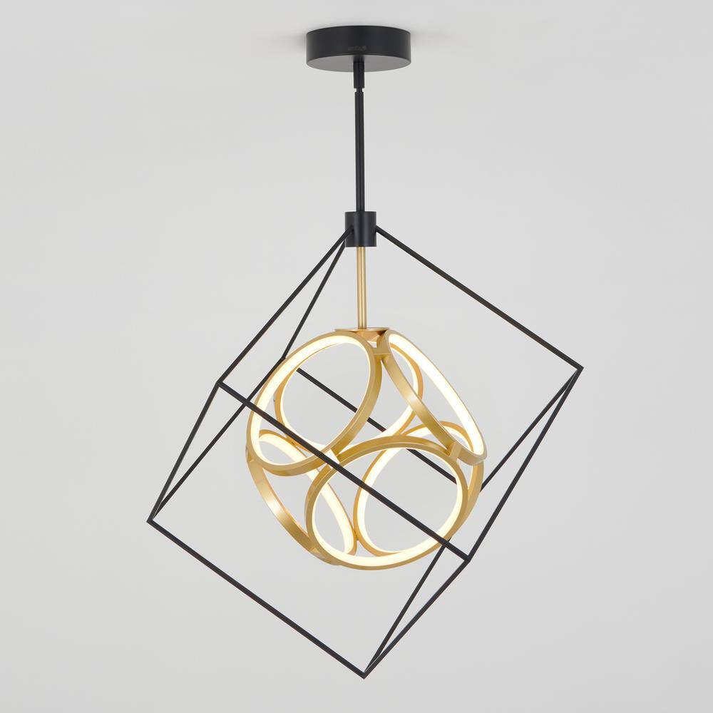 Artika Luxury 29-Watt Integrated LED Black and Gold Modern Hanging Pendant Chandelier Light Fixture for Dining Room or Kitchen PDT-LU-HD2