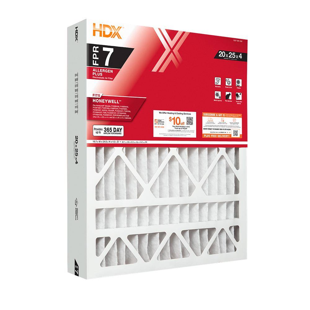 HDX 20 in. x 25 in. x 4 in. Honeywell Replacement Pleated Air Filter FPR 7 HDX-HW2025-11-3