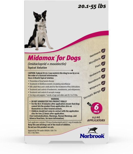 Midamox Topical Solution for Dogs， 20.1-55 lbs， (Red Box)