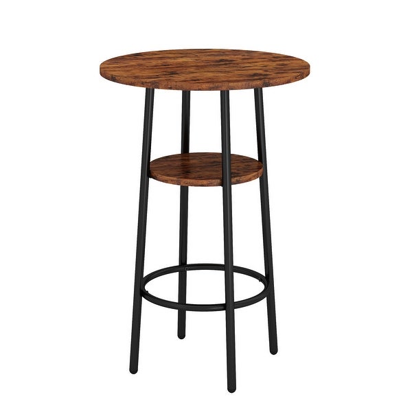 3PC Multifunctional Bar Set Double Layer Round Bar Table with 2 Bar Stools