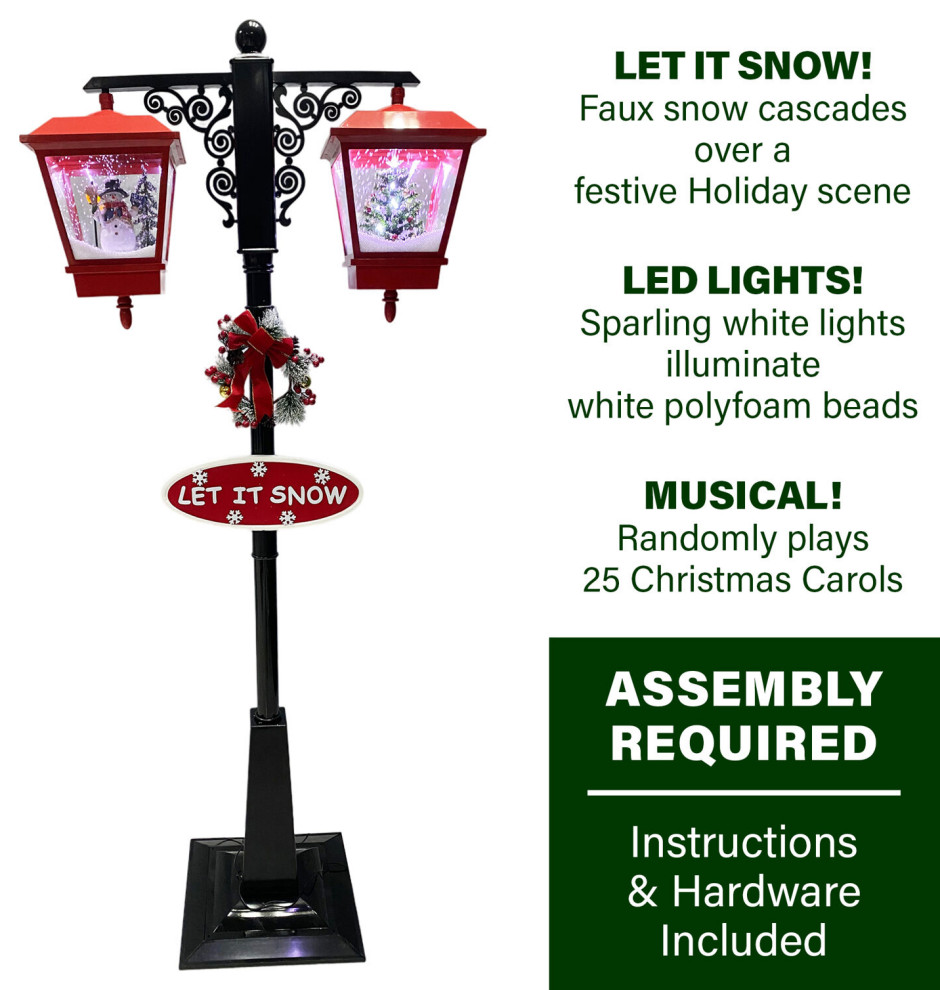 Let It Snow Series 74 quotDual Lantern Street Lamp w Snowman  Tree   Contemporary   Post Lights   by Almo Fulfillment Services  Houzz