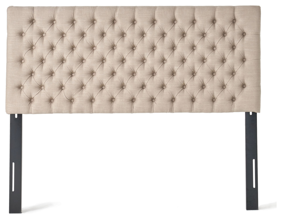 GDF Studio Wyoming Queen Button Tufted Fabric Headboard   Transitional   Headboards   by GDFStudio  Houzz