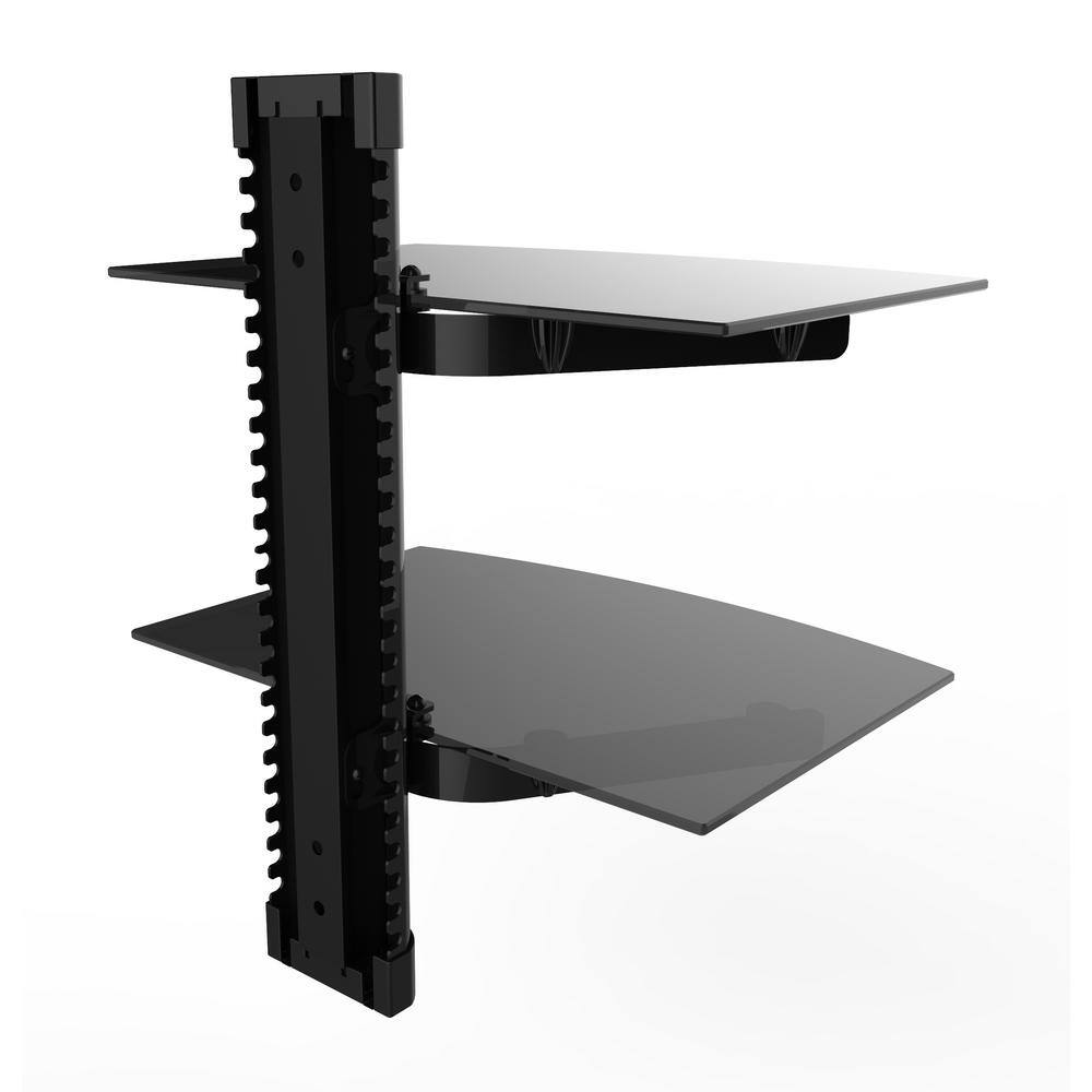 ProMounts Heavy-Duty Double AV Wall Shelf for cable box or game consoles. Fully assembled. Easy install. Supports up to 18 lbs. FSH2