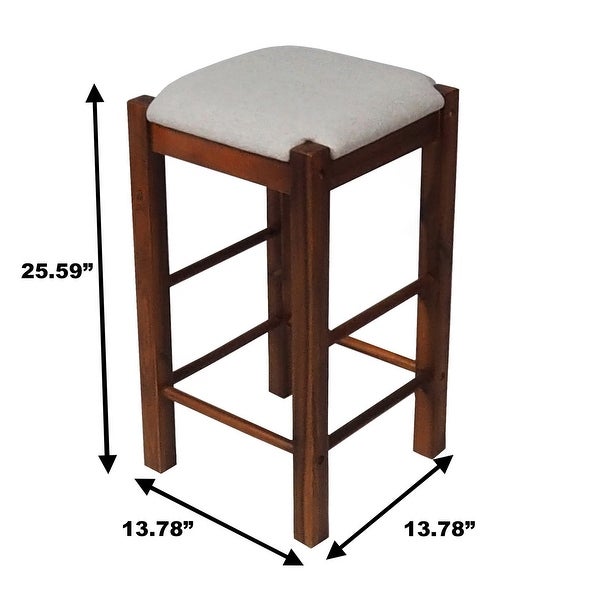 Matthis 25 in. Backless Wood Frame Bar Stool with Fabric Seat (Set of 2) - 14