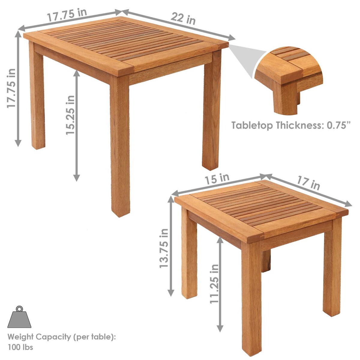 Ultimate Patio Meranti Wood Outdoor Nesting Side Tables