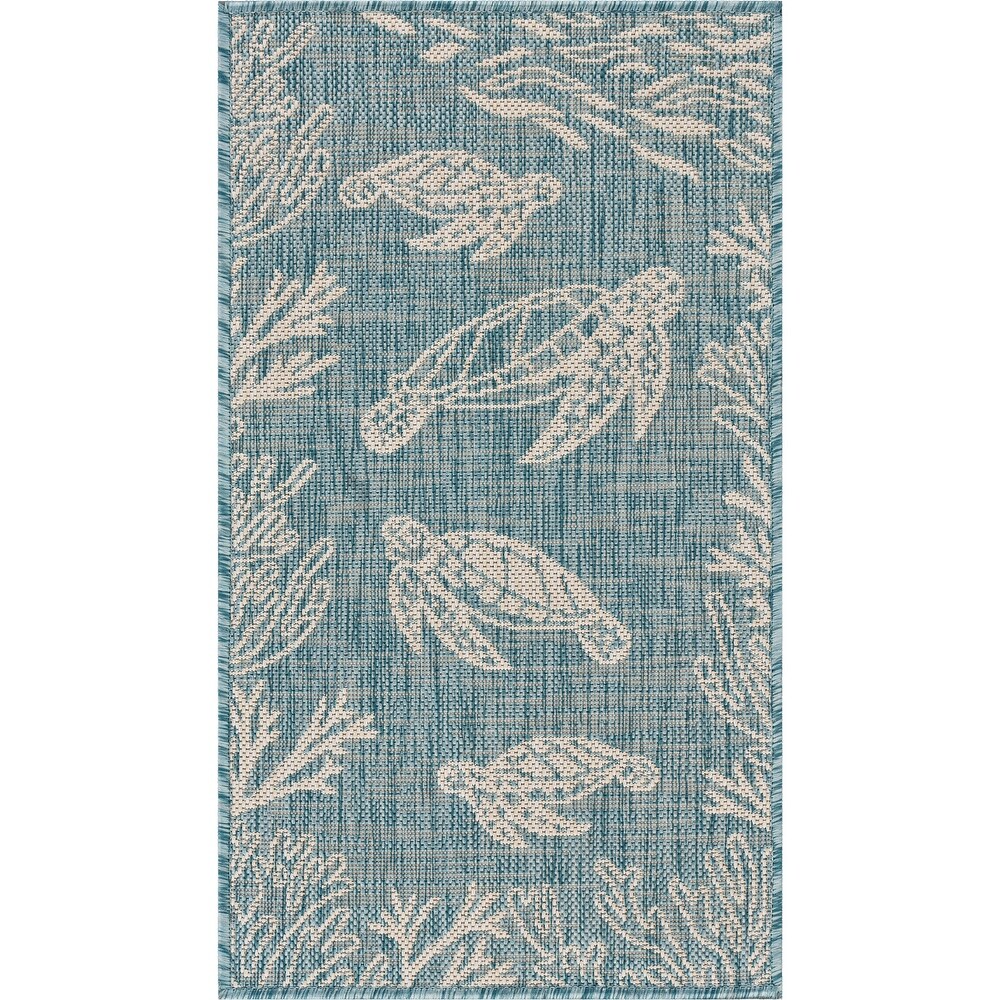 LR Home Seaside Tropical Turtle Reef Indoor Outdoor Rug