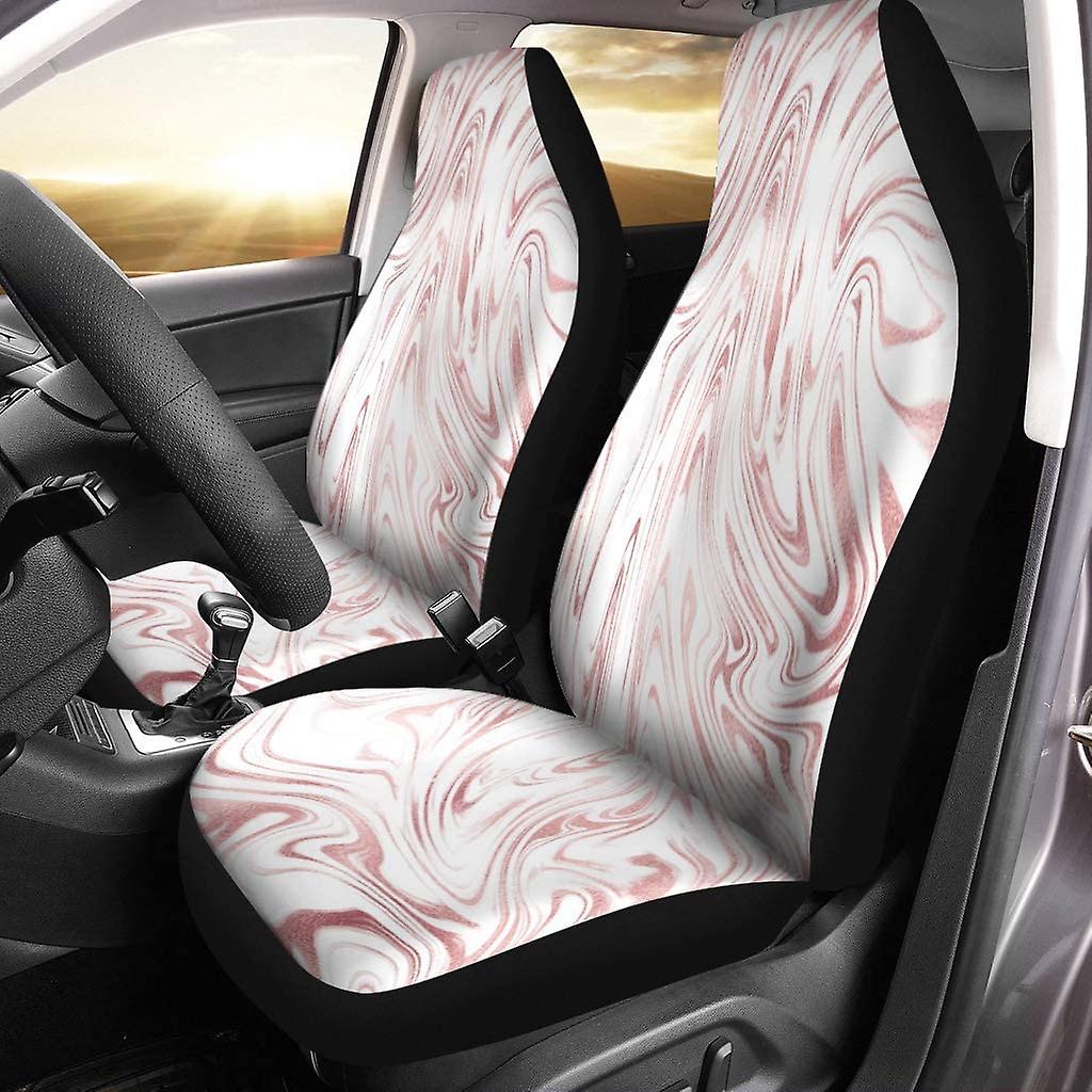 Set Of 2 Car Seat Covers Pink Marble Universal Auto Front Seats Protector Fits For Car，suv Sedan，truck D 74965