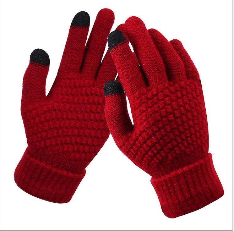 2pcs Plus Velvet Jacquard Thick Non-slip Gloves