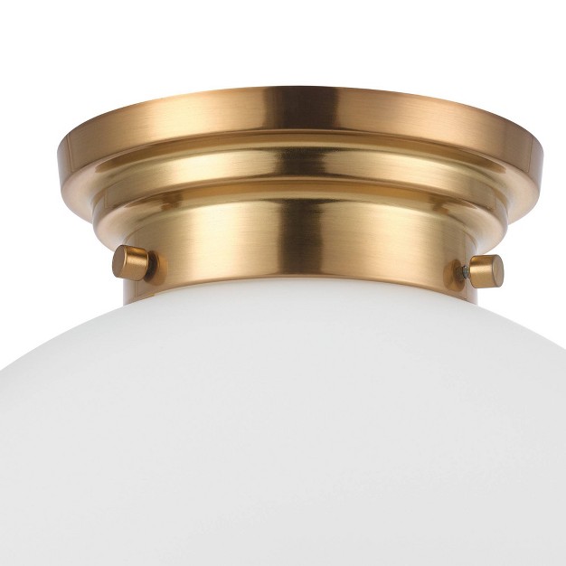 Portland 1 light Matte Brass Semi flush Mount Ceiling Lighting With Opal Glass Shade Globe Electric