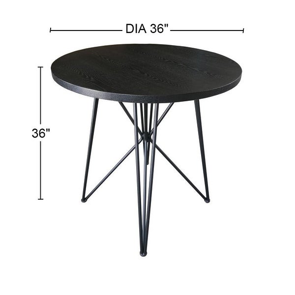 45-inch Round Wood Dining Table with Metal Legs in Black and Gunmetal