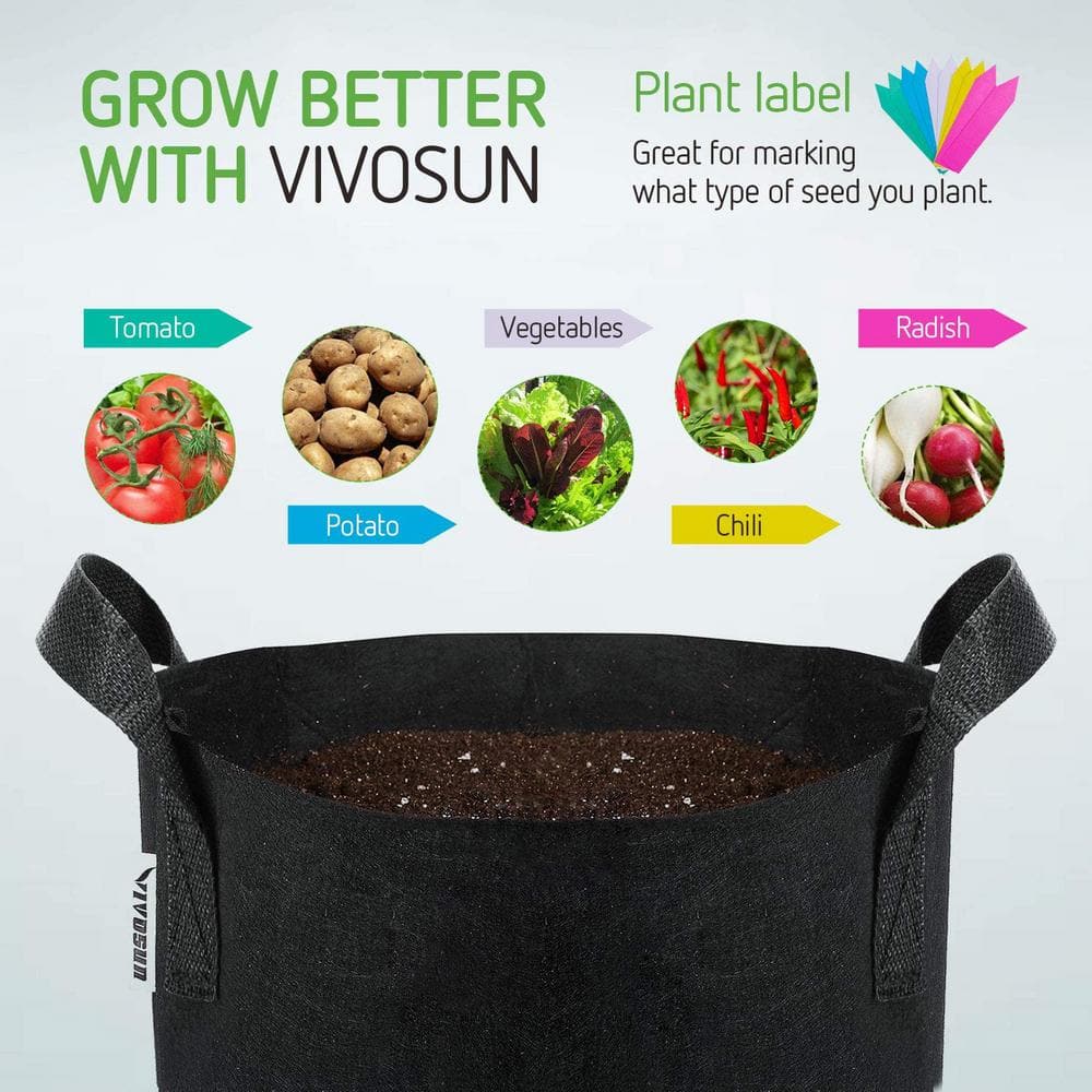 VIVOSUN 25 Gal. Black Non-Woven Aeration Fabric Plant Grow Bags with Handles (5-Pack) X001F1MWGJ