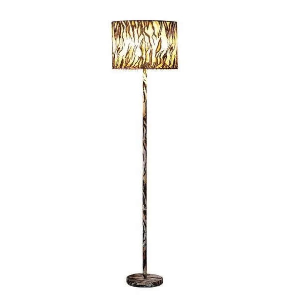 59 In. Faux Suede Tiger Print Floor Lamp