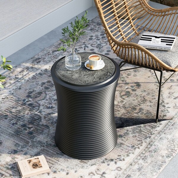 COSIEST Outdoor Black Concrete Side Table