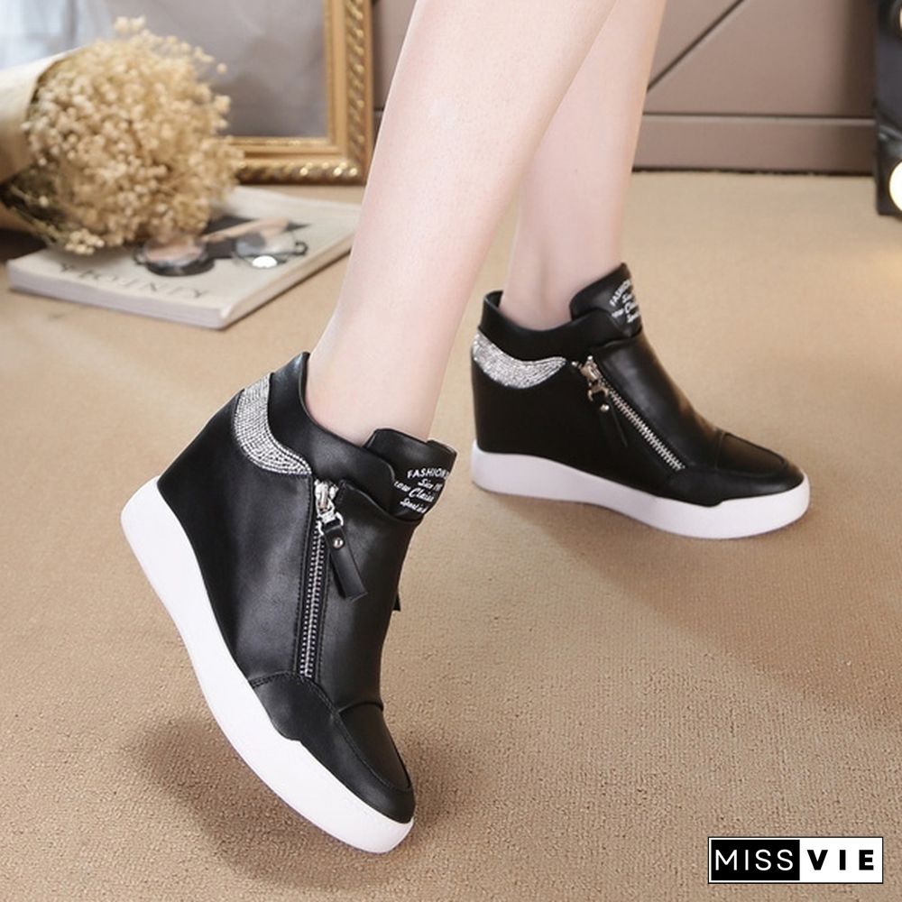 New Fashion High Quality Women's Small White Shoes High Heels Sneaker Sports Platform Shoes