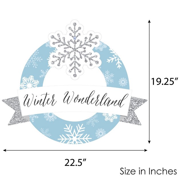 Big Dot Of Happiness Winter Wonderland Outdoor Snowflake Holiday Party And Winter Wedding Decor Front Door Wreath