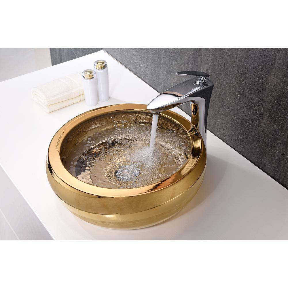 ANZZI Regalia Series Vessel Sink in Smoothed Gold LS-AZ181