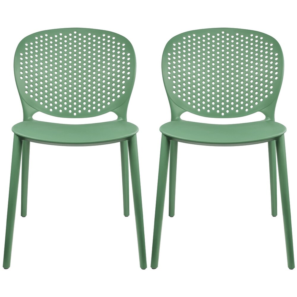 Armless Stacking Molded Matte Dining Side Chairs (Set of 2)