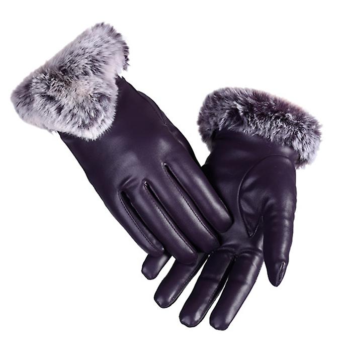 Winter Warm Gloves Leather Plush