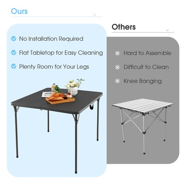 Folding Camping Table with AllWeather HDPE Tabletop and Rustproof Steel Frame