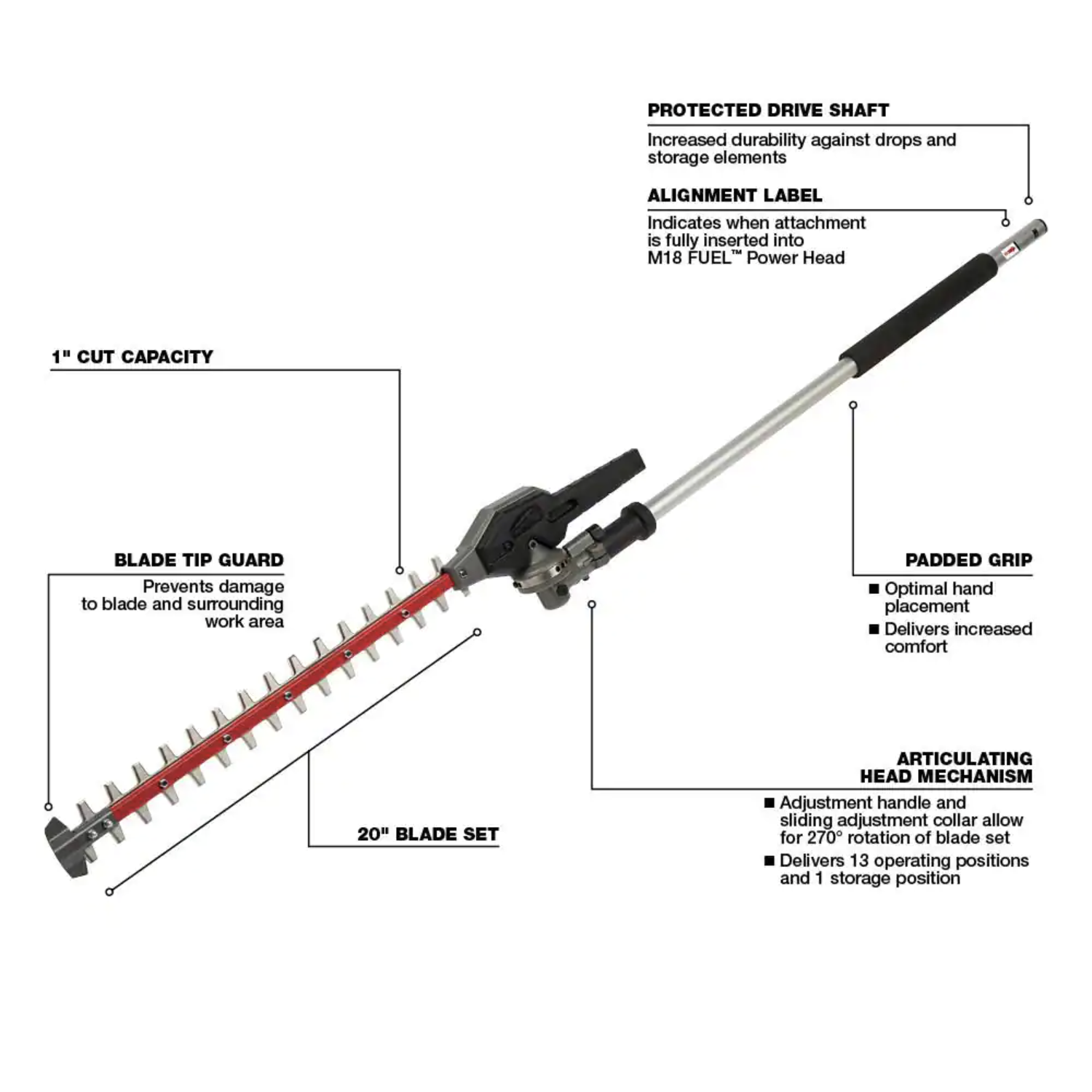 Milwaukee M18 FUEL Hedge Trimmer Attachment with QUIK-LOK 3 ft. Attachment Extension