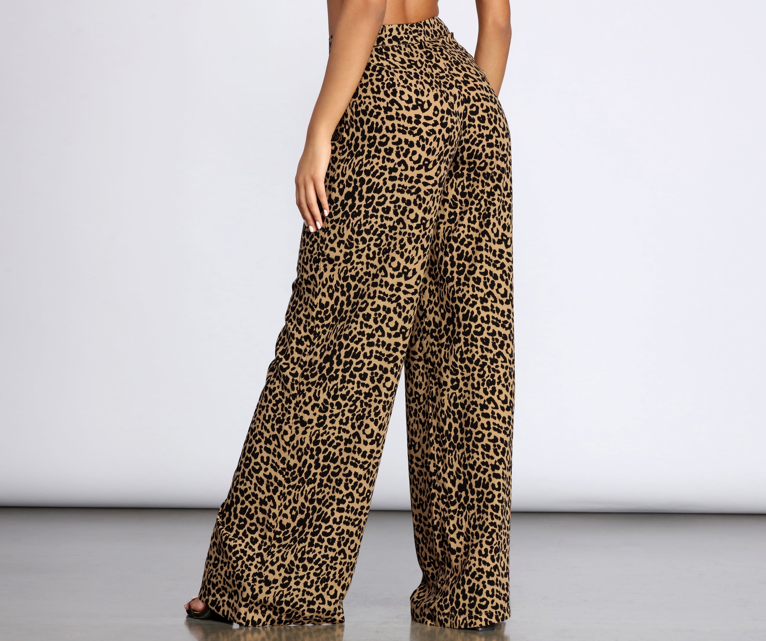 Leopard Print Wide Leg Dress Pants