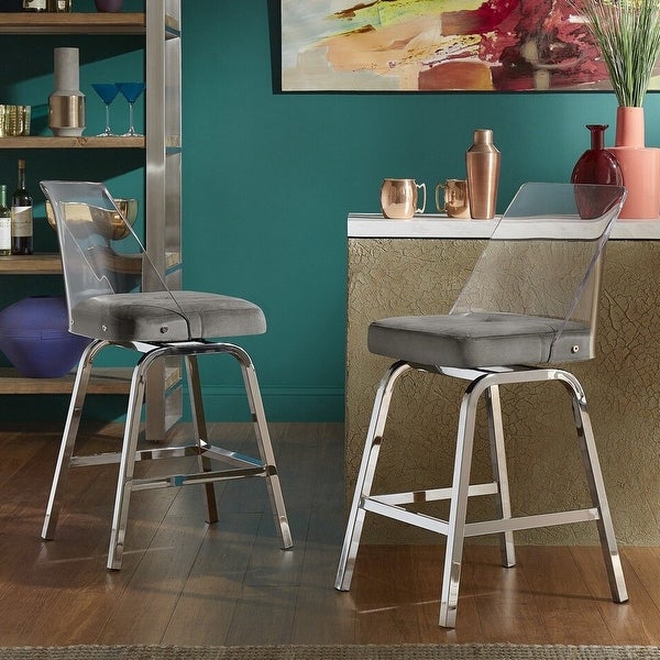 Lennox Velvet Counter Height Stools (Set of 2) by iNSPIRE Q Bold