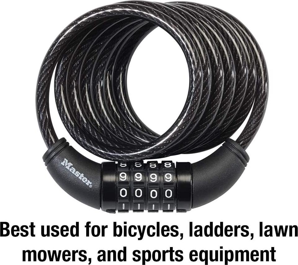 Master Lock 8114D Set Your Own Combination Bike Lock， 6 Ft. Long， Black