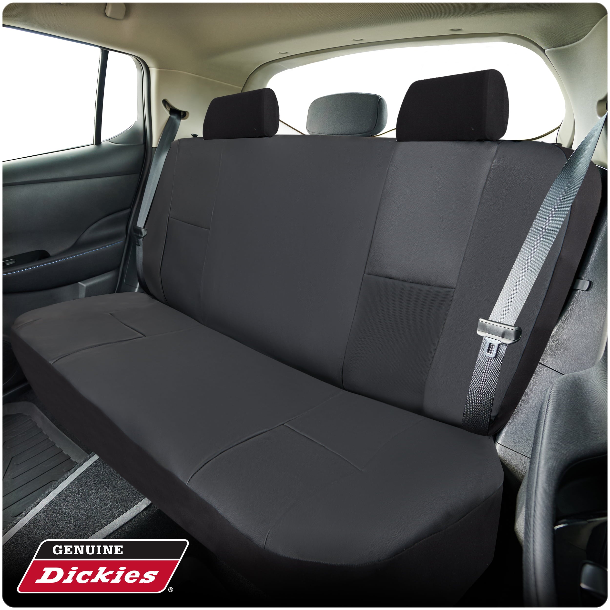 Genuine Dickies 3 Piece Car or SUV Vegan Leather Seat Covers Black， 43645WDC