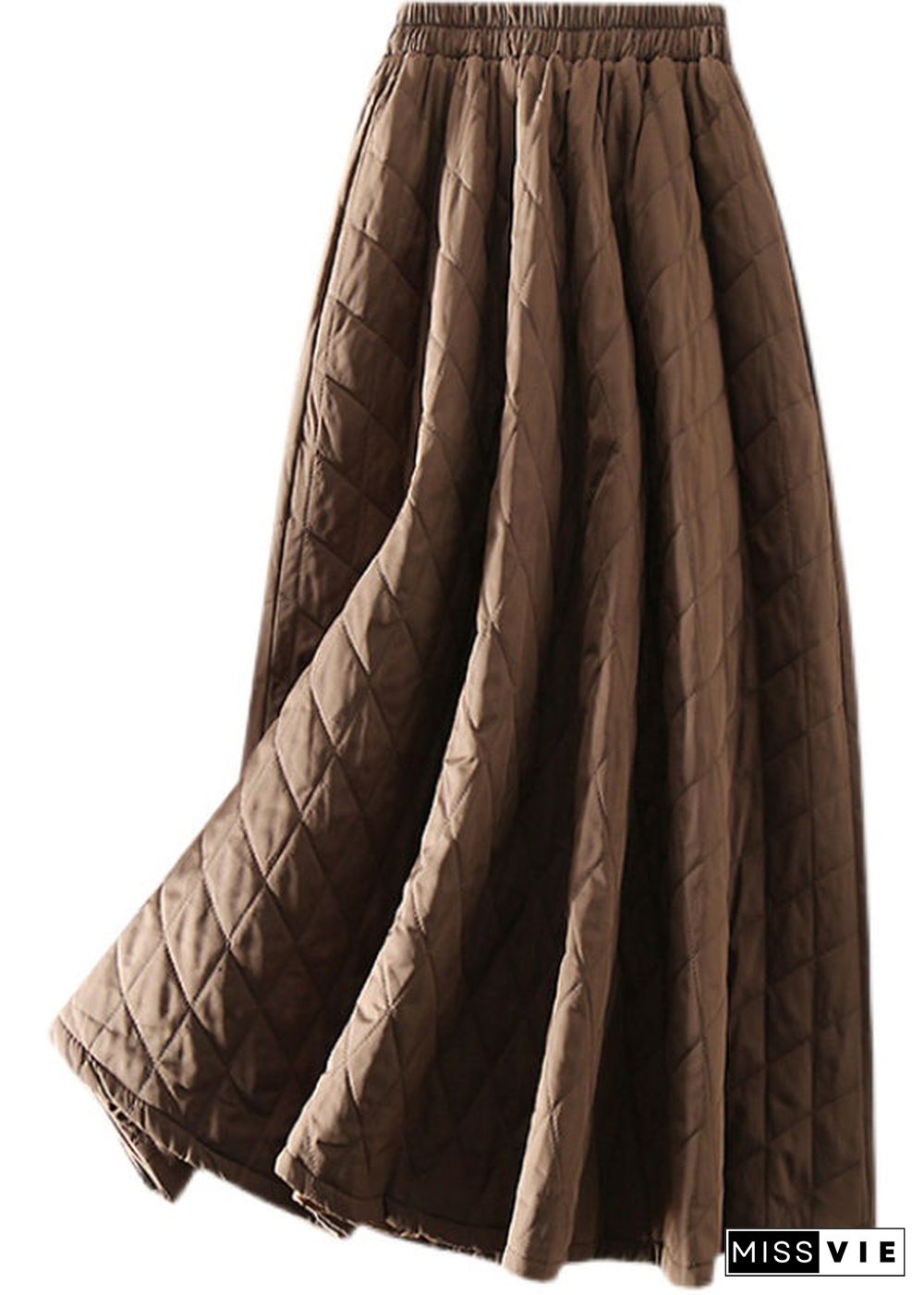 Natural Brown Pockets thick Solid Skirt Winter