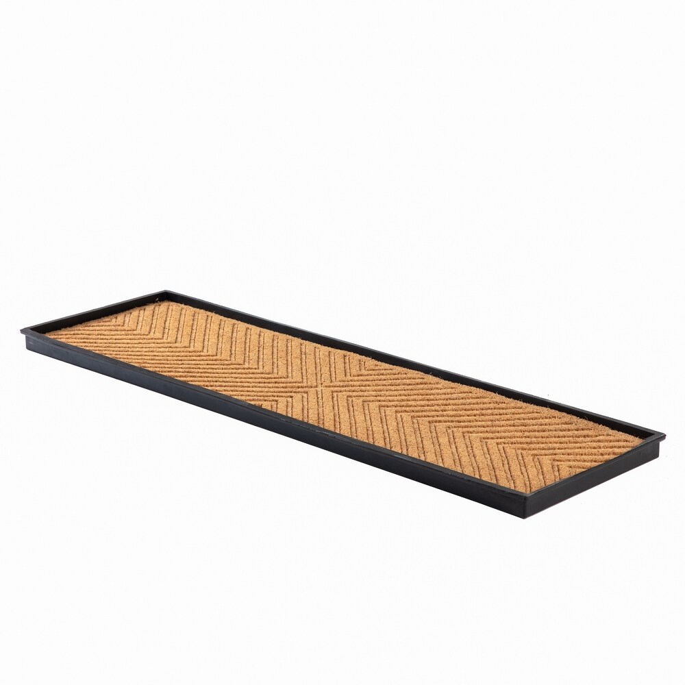 Jani Natural   Recycled Rubber Boot Tray with Cross Embossed Coir Insert