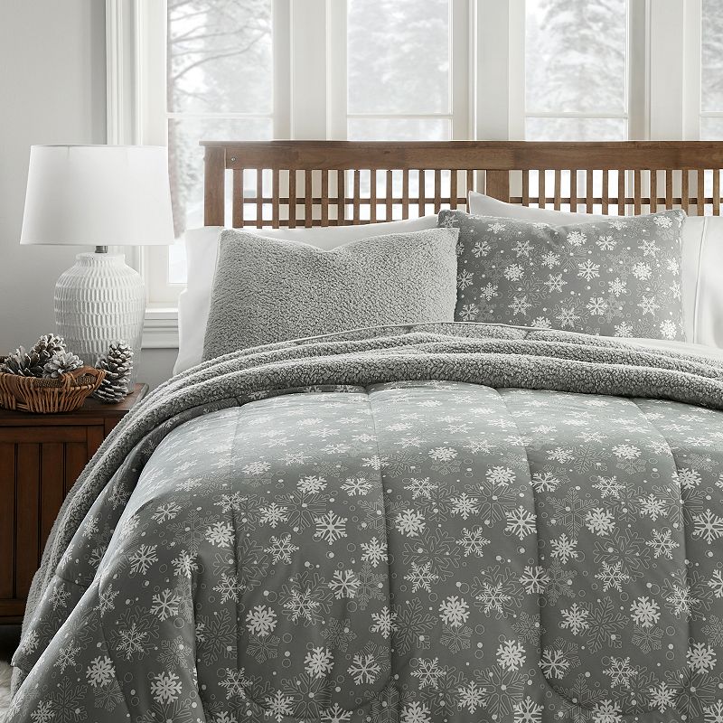 Micro Flannel Reverse To Sherpa Comforter Set with Shams