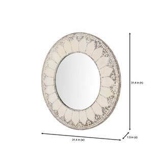 Home Decorators Collection Medium Round Ivory Antiqued Classic Accent Mirror (32 in. Diameter) P180278/1XXA