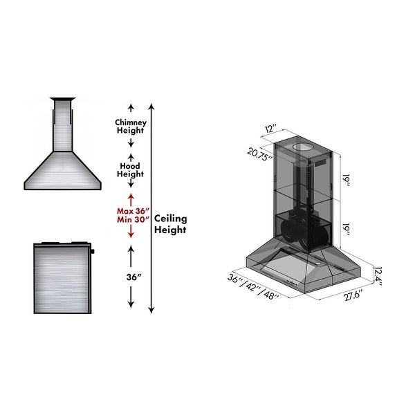 ZLINE Ducted Island Mount Range Hood - Outdoor Approved Stainless