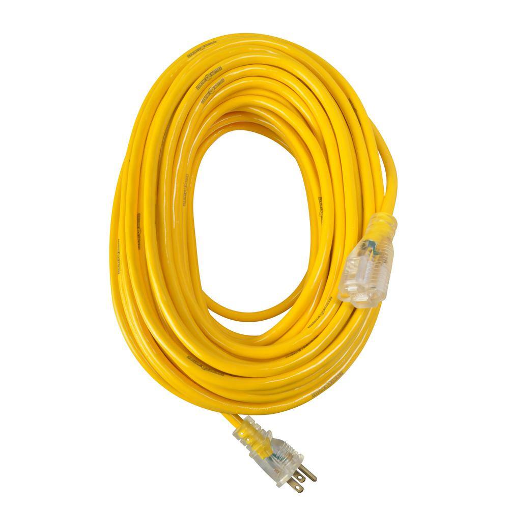 Yellow Jacket 100 ft. 123-Gauge SJTW Premium Outdoor Heavy-Duty Extension Cord with Power Light Plug 64827301