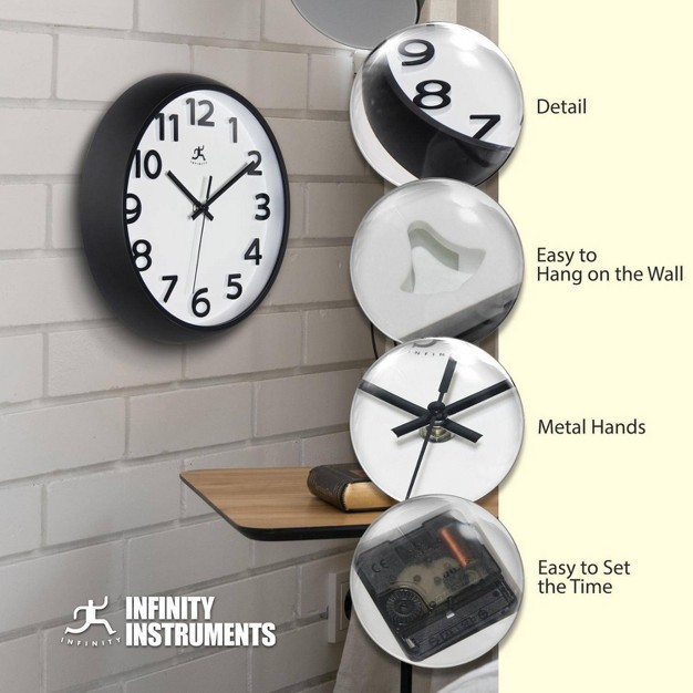 Raised Numeral Wall Clock Black Infinity Instruments