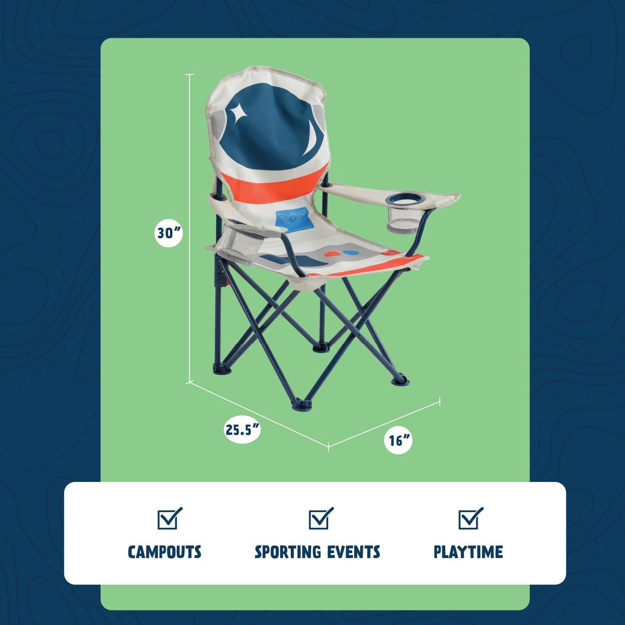 Firefly! Outdoor Gear Jett the Astronaut Kid's Camping Chair - Gray/Blue Color