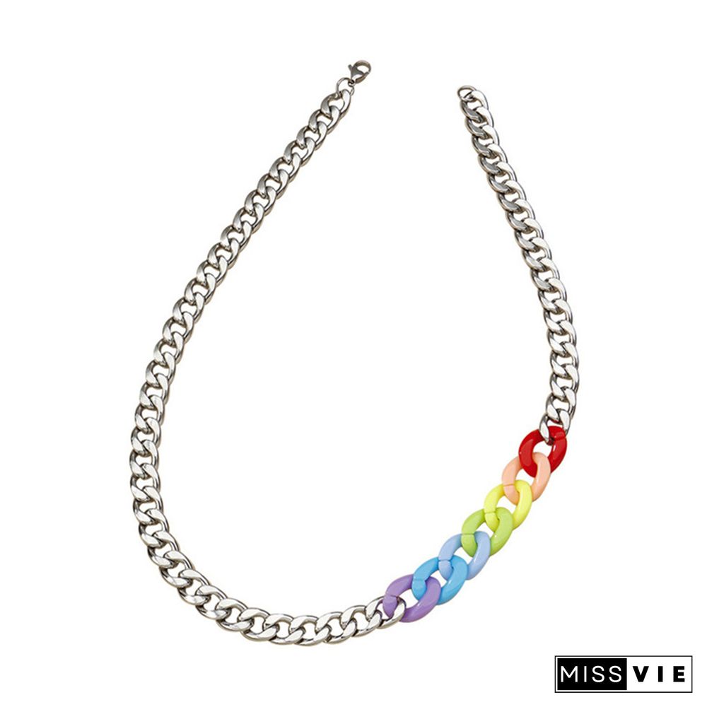 Rainbow Chain Titanium Steel Necklace