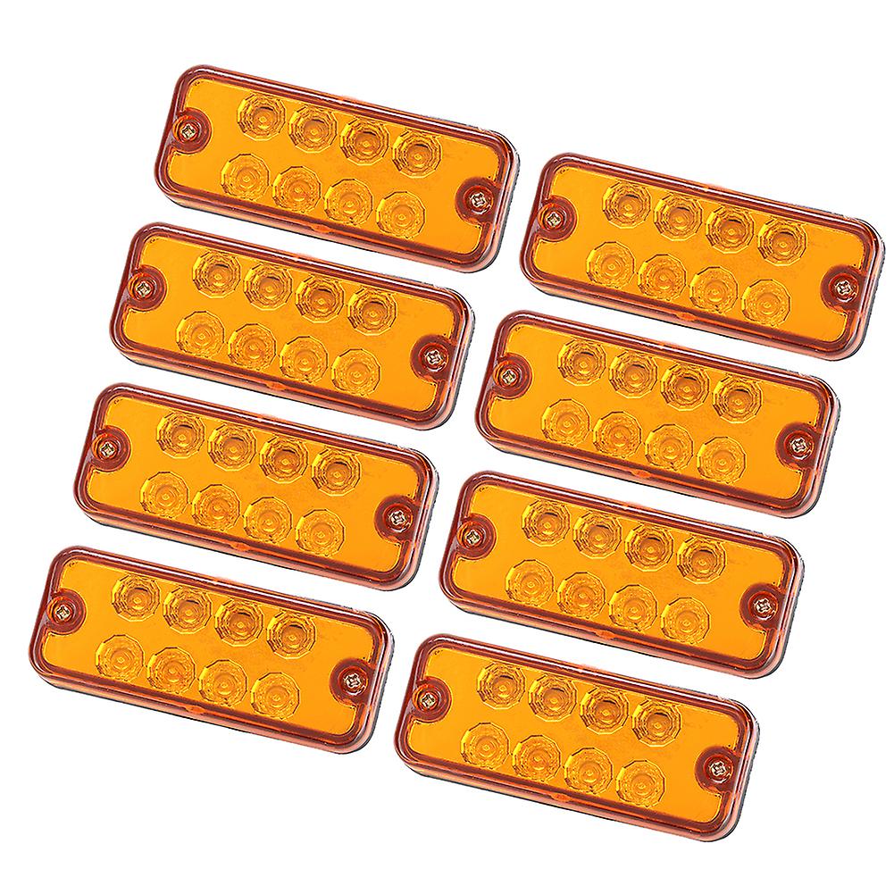 8pcs 24v Truck Side Marker Light Lamp 8led High Brightness Waterproof Shockproof