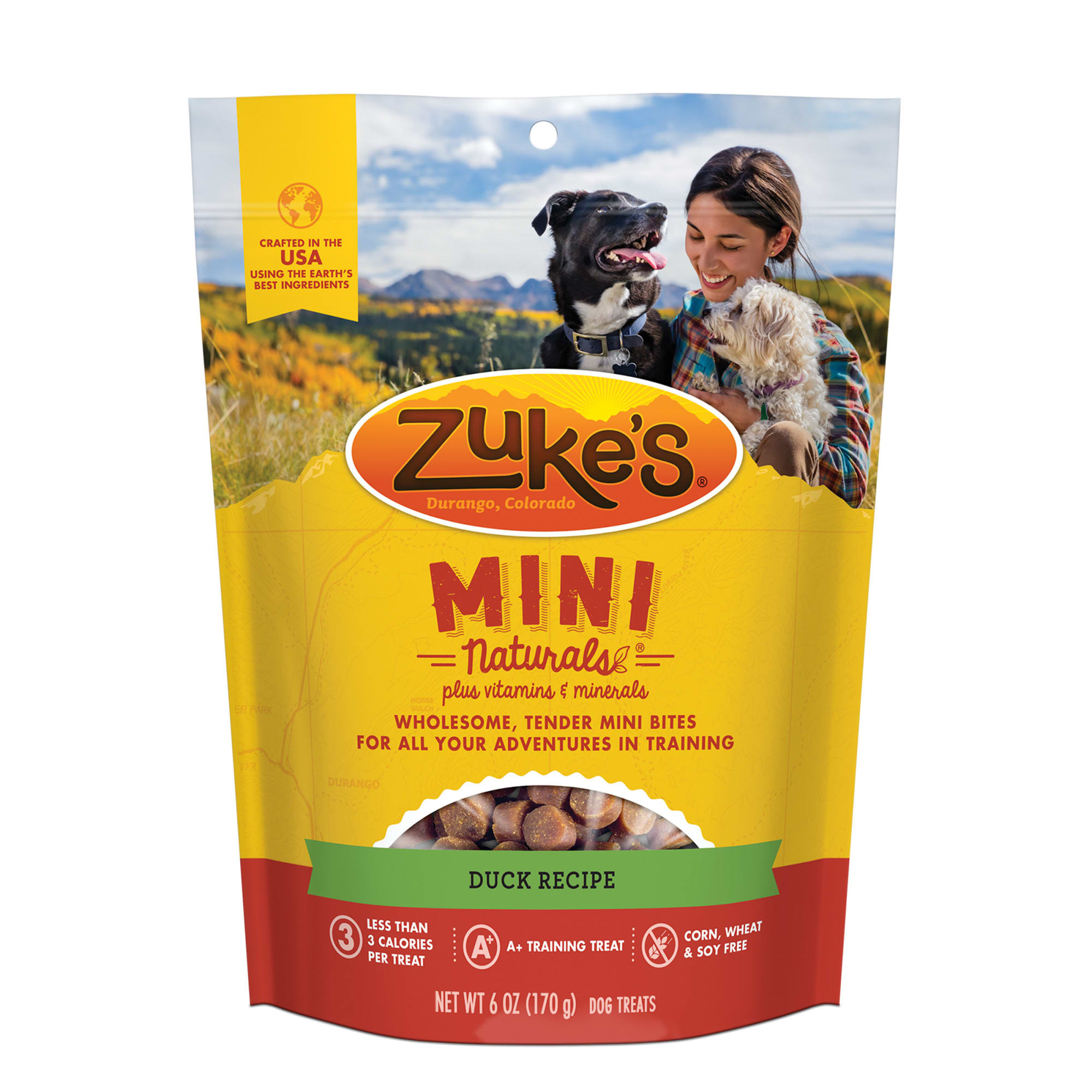 Zukes Mini Naturals Duck Recipe Training Soft Dog Treats， 6 oz.