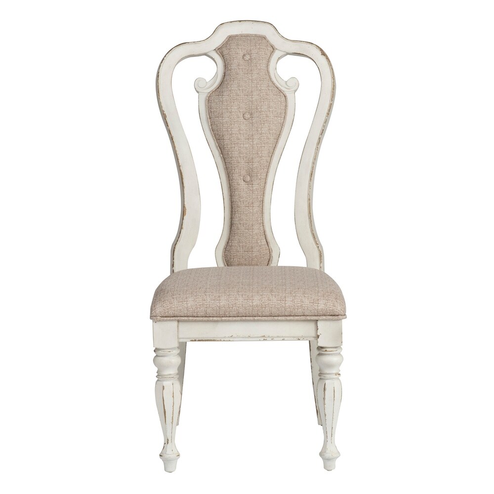 Magnolia Manor Antique White Opt 5 Piece Pedestal Table Set