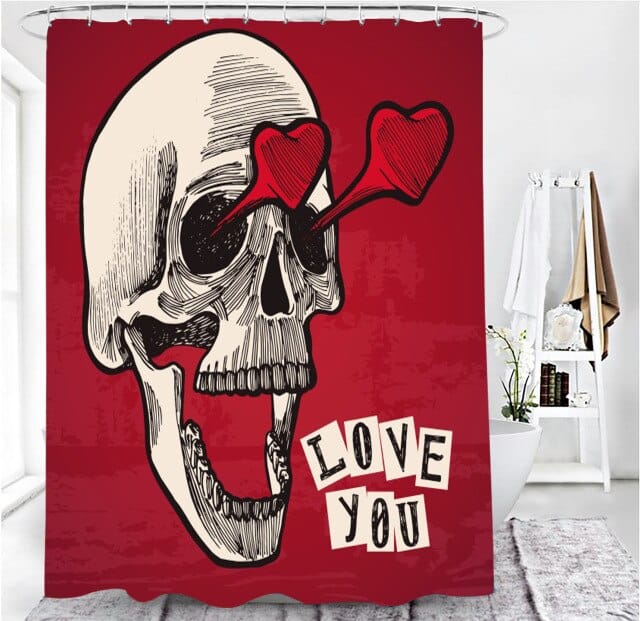 Skull Print Shower Curtain, Bath Mat, Toilet Lid Cover Or Bathroom Carpet