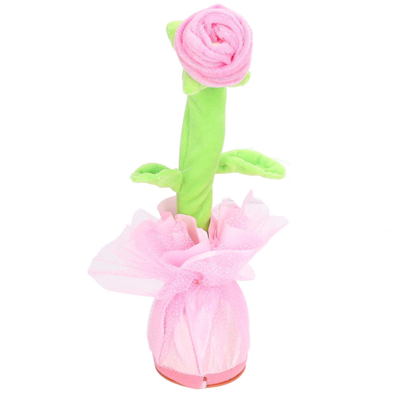 Singing Flower Simulation Sound Recording Repeating Electronic Dancing Talking Rose Flower Toy For 3 Years Old Abovepink