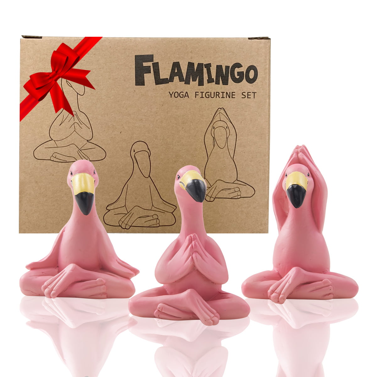 Goodeco Mini Yoga Flamingo Figurine - Whimsical Pink Flamingo Fairy Garden Lawn Statues or Indoor/Outdoor Decor,Gifts for Women/Mom/Grandma/Girls,Gift idea,2.4