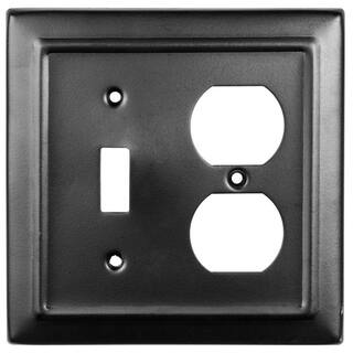 Monarch Abode Architectural 2-Gang 1-Toggle1-Duplex Wall Plate (Matte Black) 19161