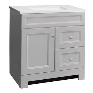 Home Decorators Collection Sedgewood 30.5 in. W x 18.8 in. D x 34.4 in. H Freestanding Bath Vanity in Dove Gray with Arctic Solid Surface Top PPLNKDVR30D