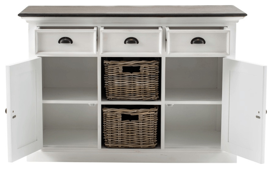 Modern Farmhouse Brown And White Large Accent Cabinet   Accent Chests And Cabinets   by HomeRoots  Houzz