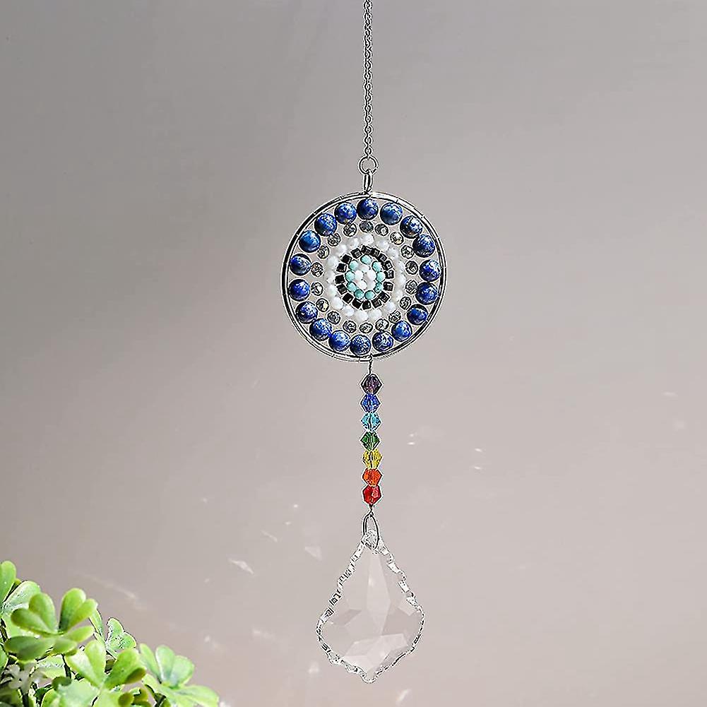 7 Chakra Crystal Suncatcher Round Crystals Bead Pendant Hanging，d