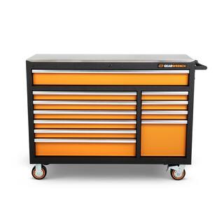 GEARWRENCH GSX 52 in. x 18 in. 11-Drawer Orange and Black Powder Coated Steel Rolling Tool Cabinet with Stainless Steel Worktop 83247